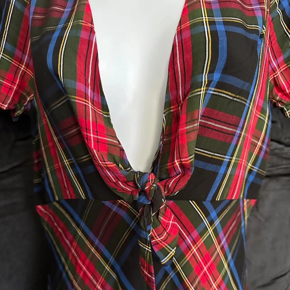 NWT Obey, world wide, tartan plaid midi dress, size XS - Picture 3 of 9